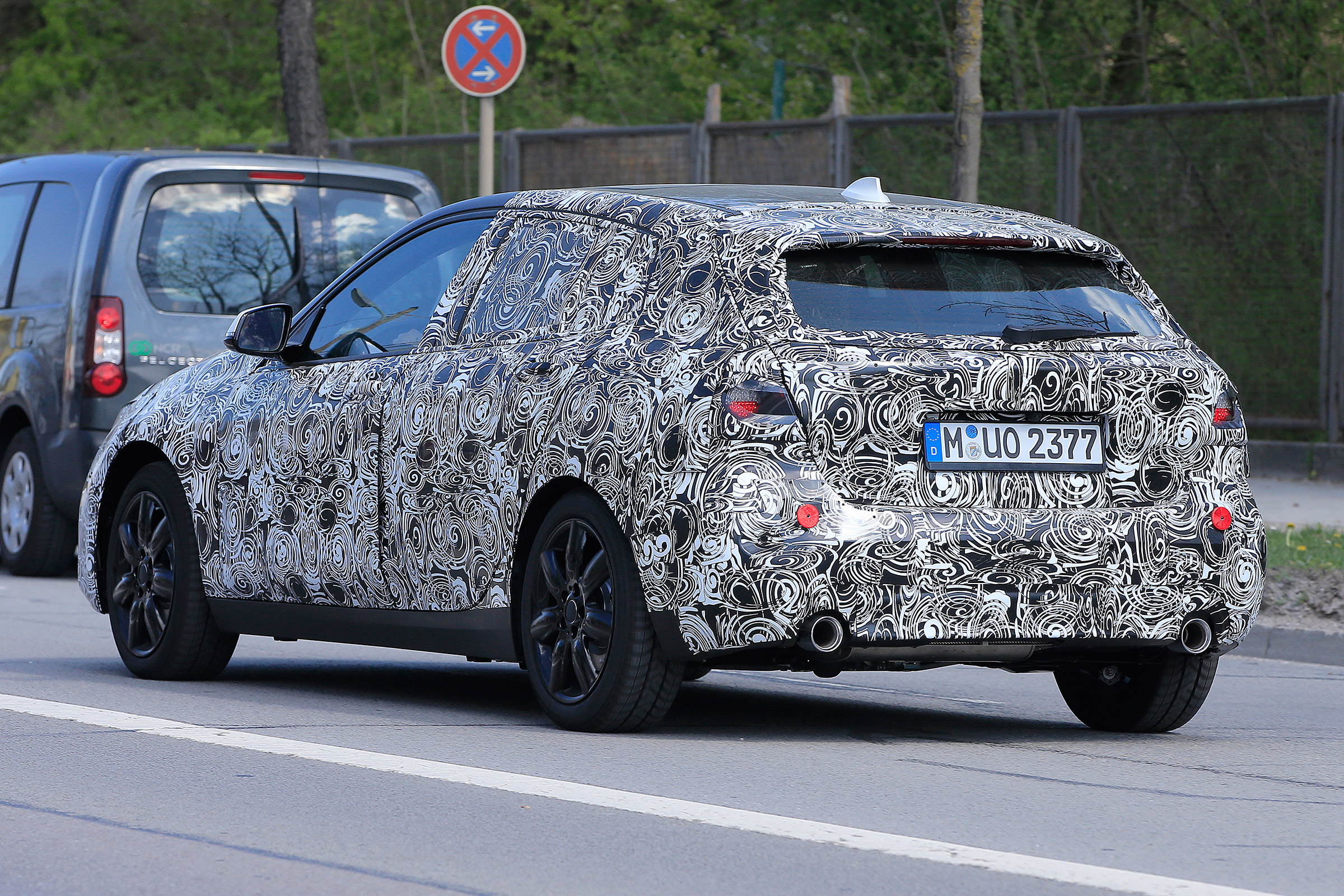 2019 BMW 1 Series spy shot rear quarter