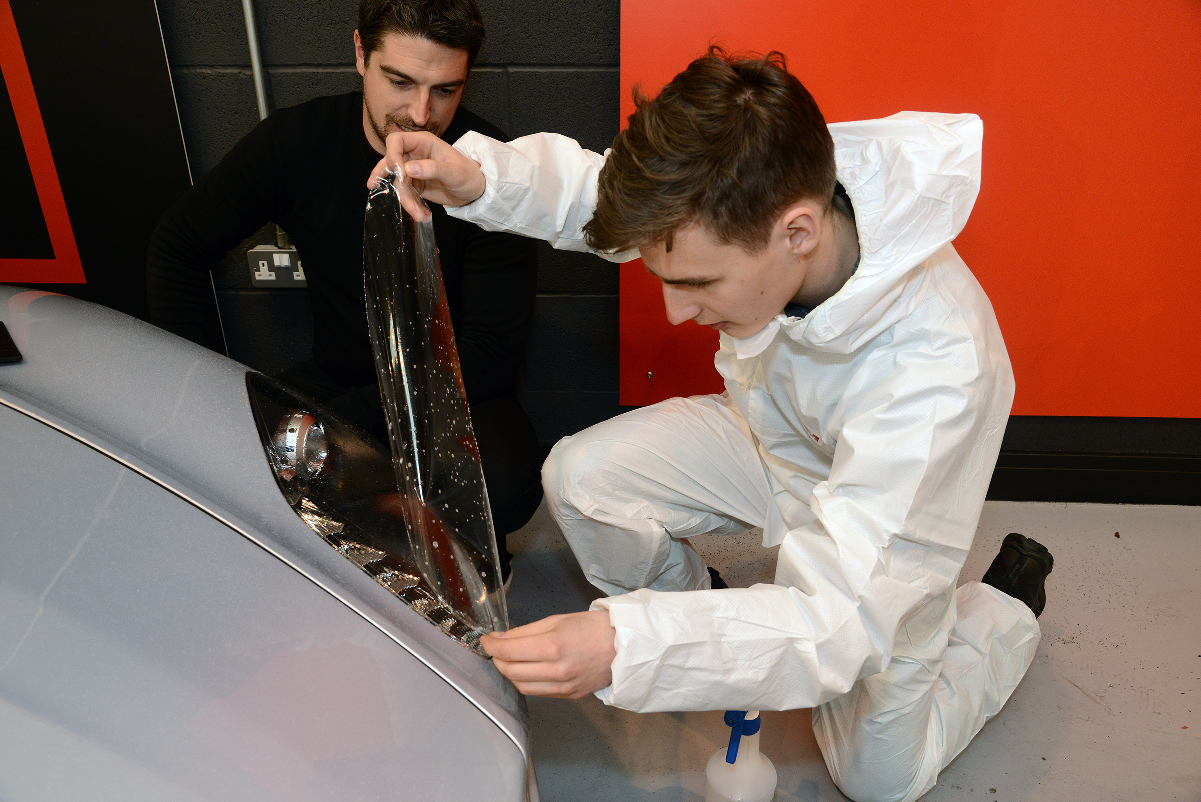 Paint protection film being applied 