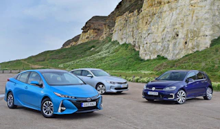 Toyota Prius Plug-in vs Kia Optima PHEV vs Volkswagen Golf GTE - header