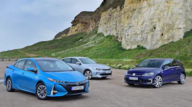 Toyota Prius Plug-in vs Kia Optima PHEV vs Volkswagen Golf GTE - header
