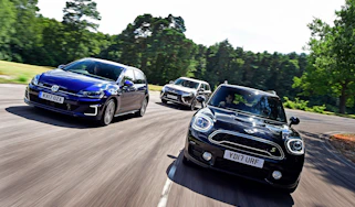 MINI Countryman S E vs Volkswagen Golf GTE vs Mitsubishi Outlander PHEV - header