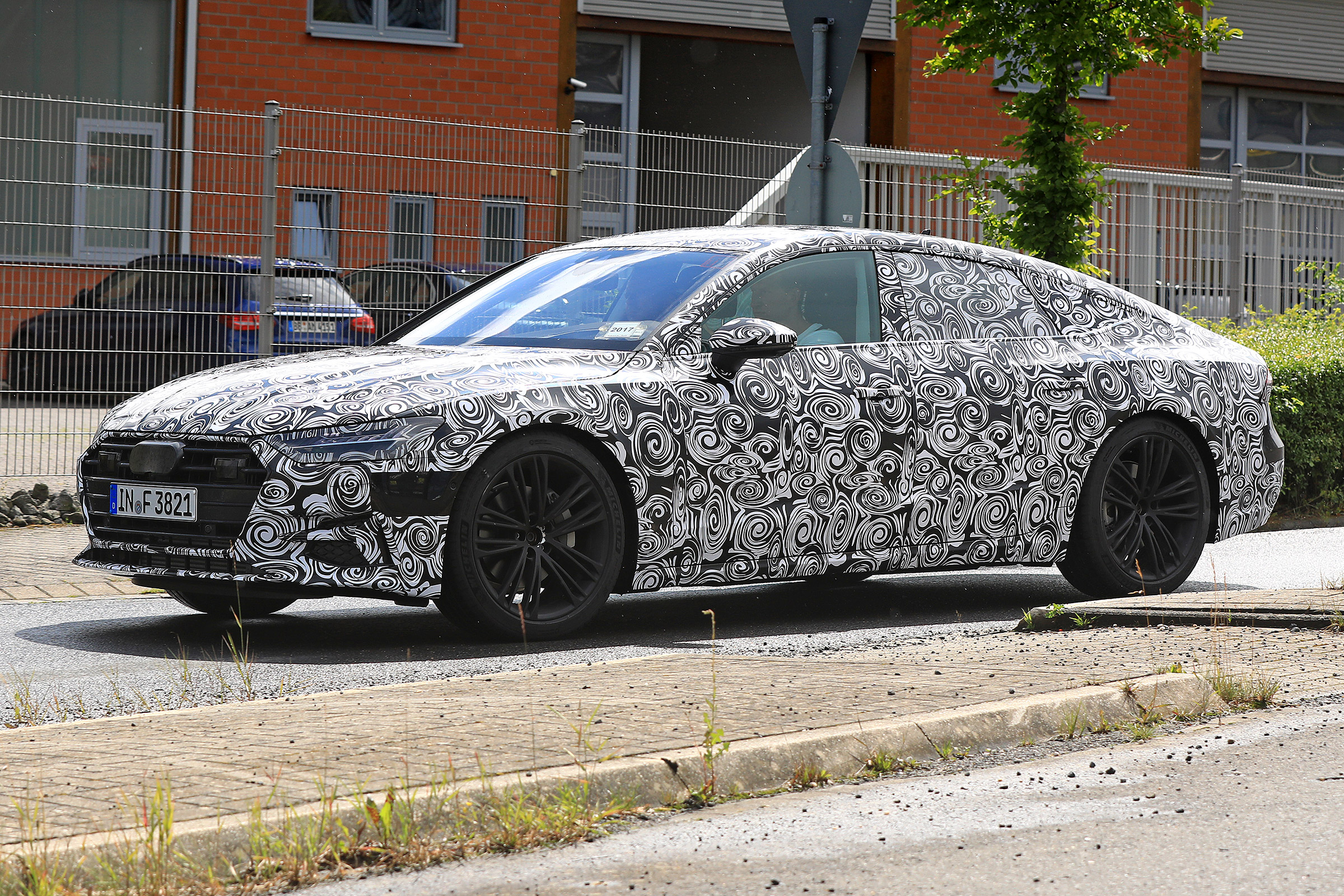 New 2018 Audi A7 spy shot front quarter