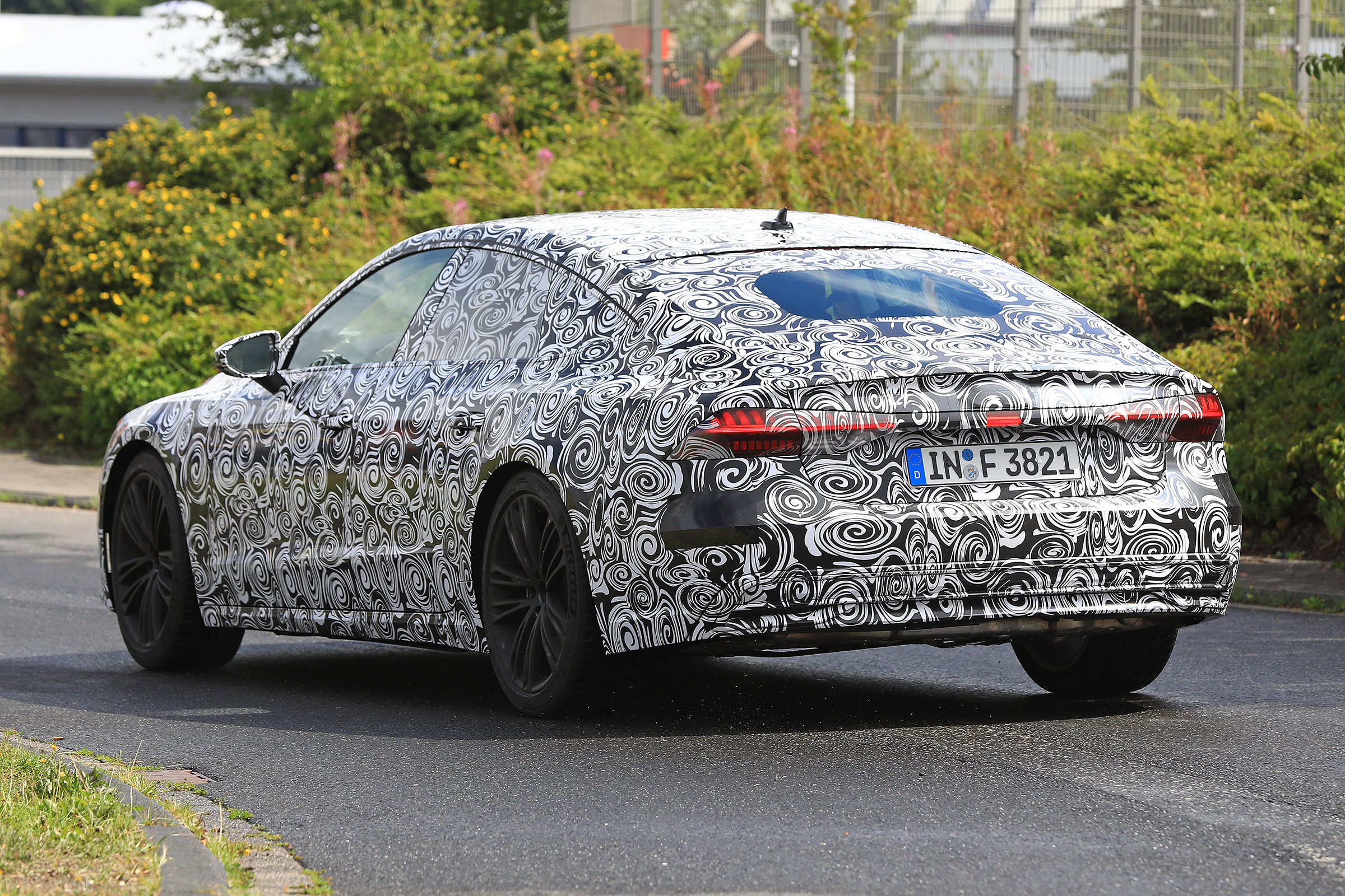 New 2018 Audi A7 spy shot rear quarter