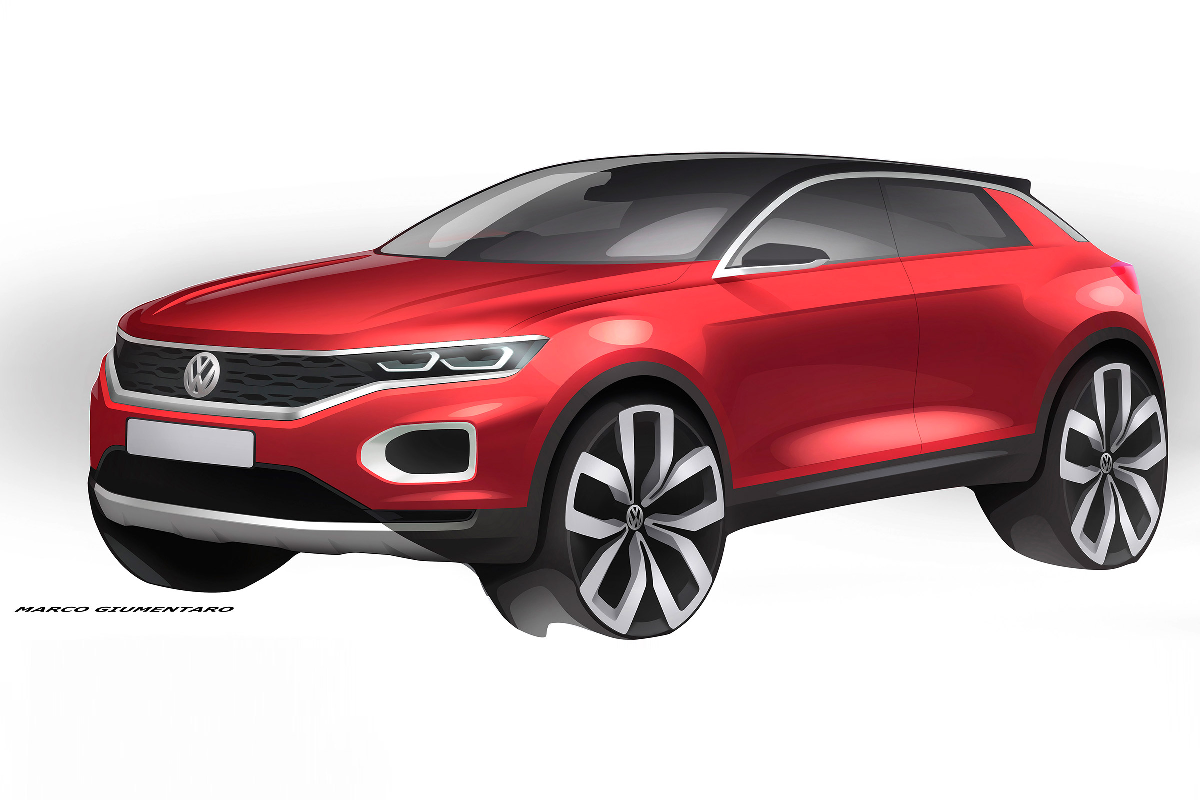VW T-ROC sketch - front red