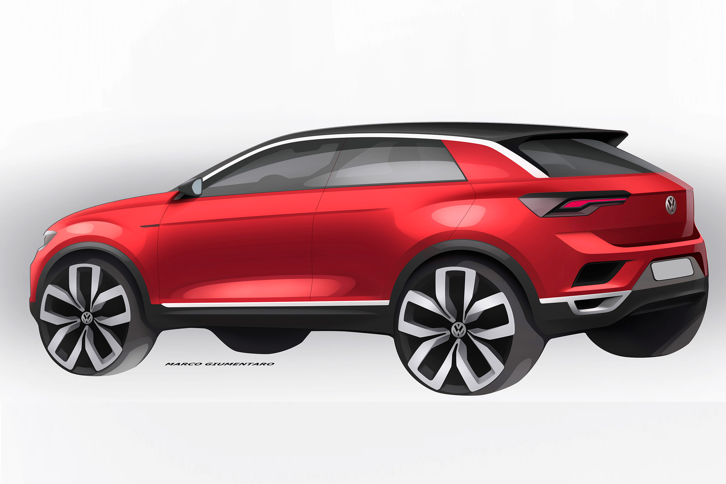 VW T-ROC sketch - rear red