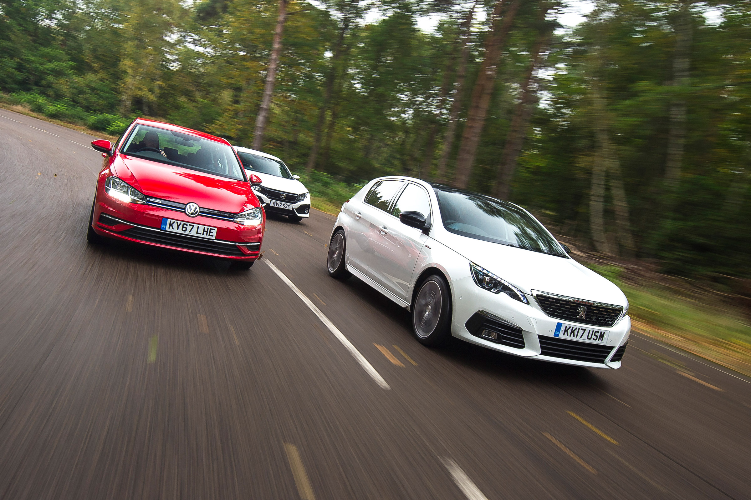 Peugeot 308 vs Volkswagen Golf vs Honda Civic - head-to-head