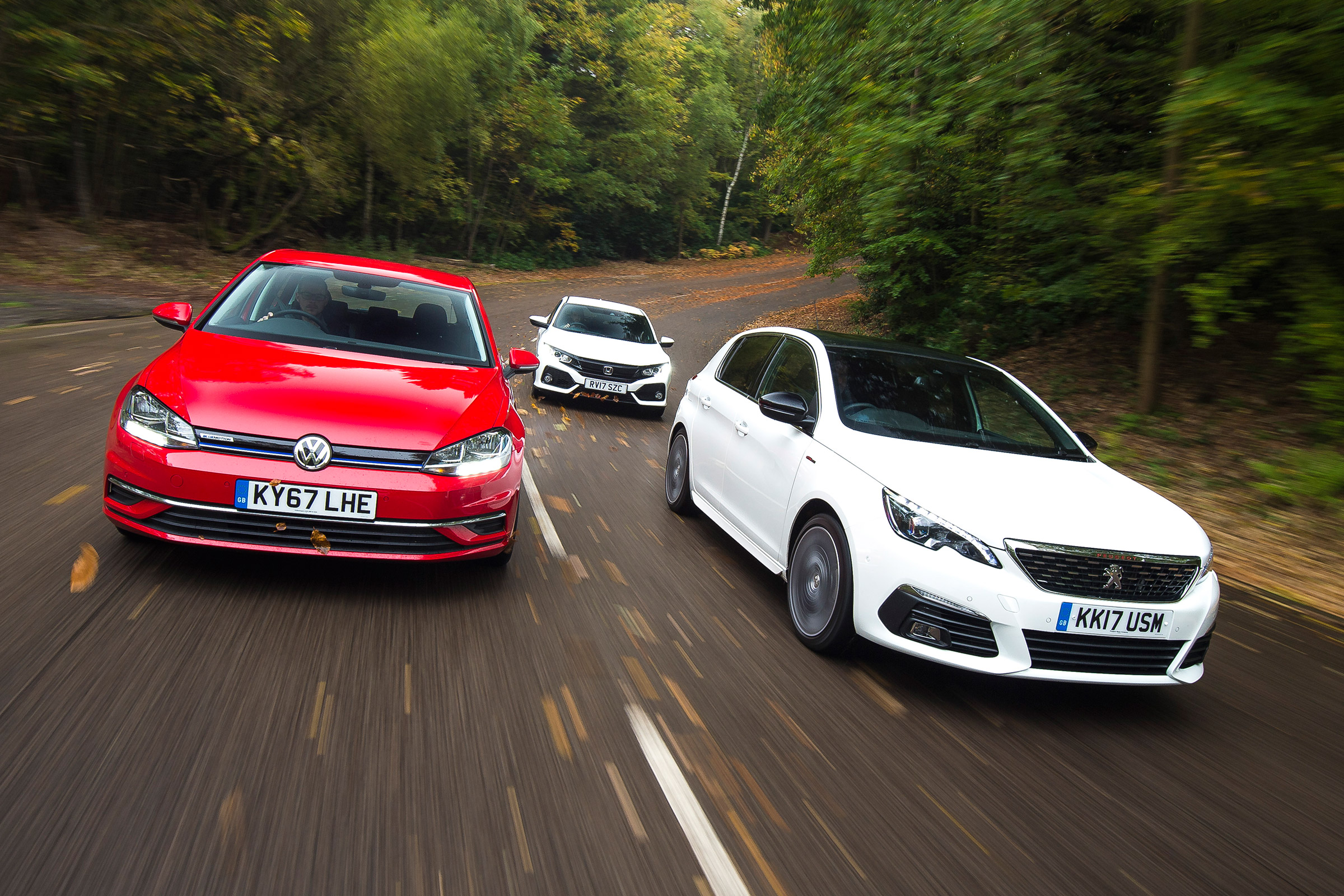 Peugeot 308 vs Volkswagen Golf vs Honda Civic - header