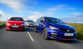Peugeot 308 GTi vs VW Golf GTI vs Skoda Octavia vRS - header