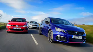 Peugeot 308 GTi vs VW Golf GTI vs Skoda Octavia vRS - header