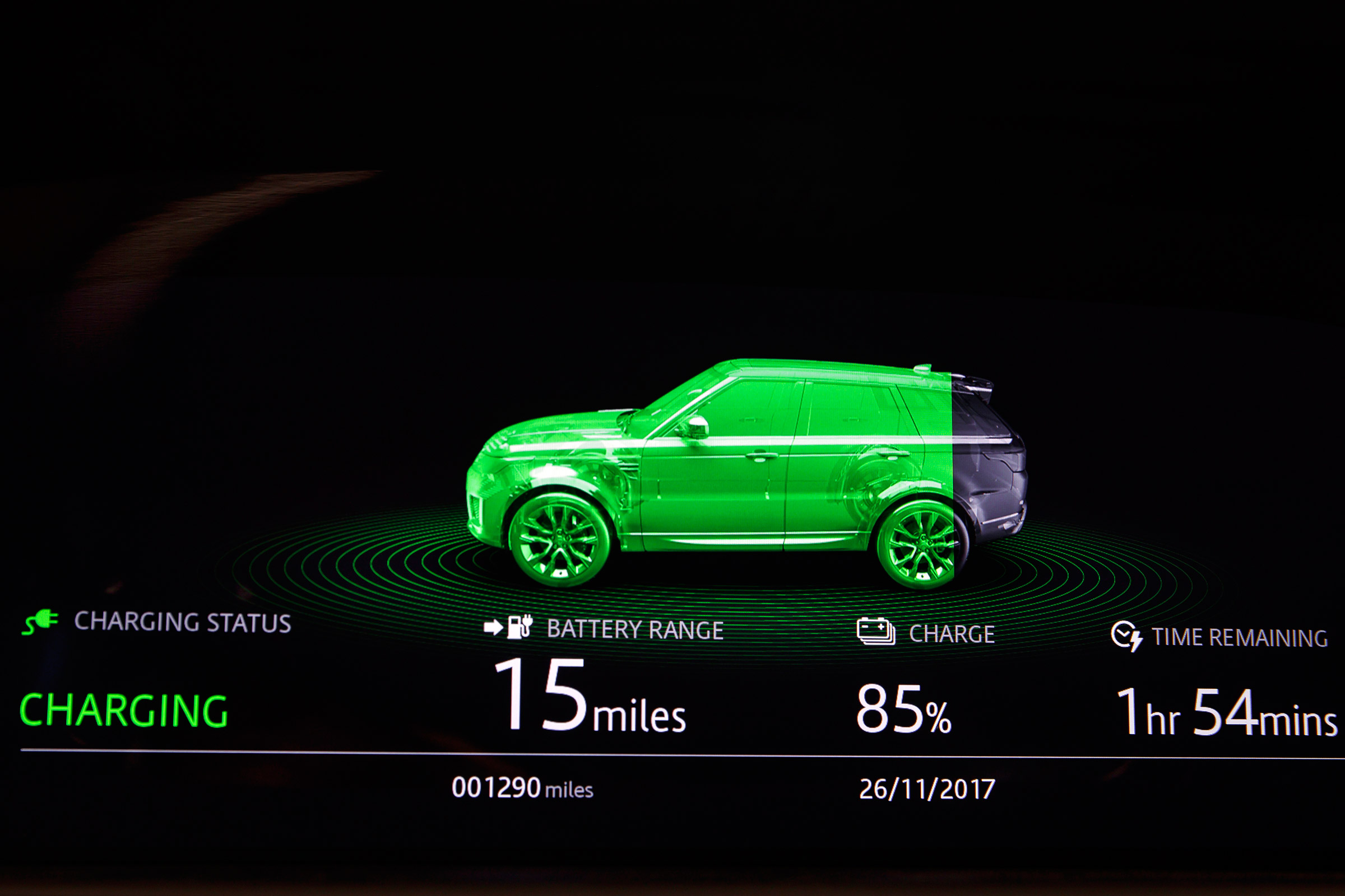 Range Rover Sport PHEV - charging screen