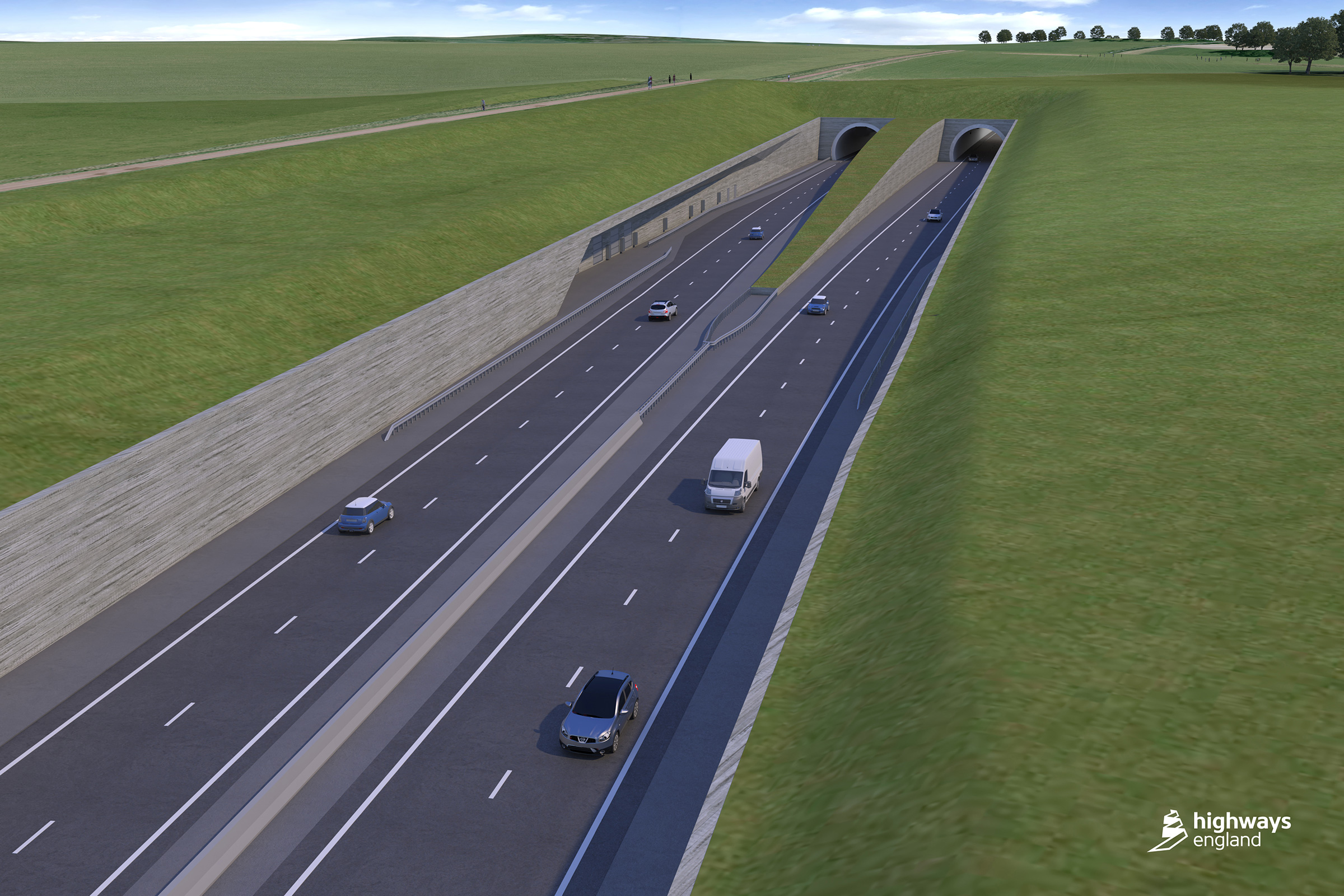 Stonehenge tunnel - banked roads