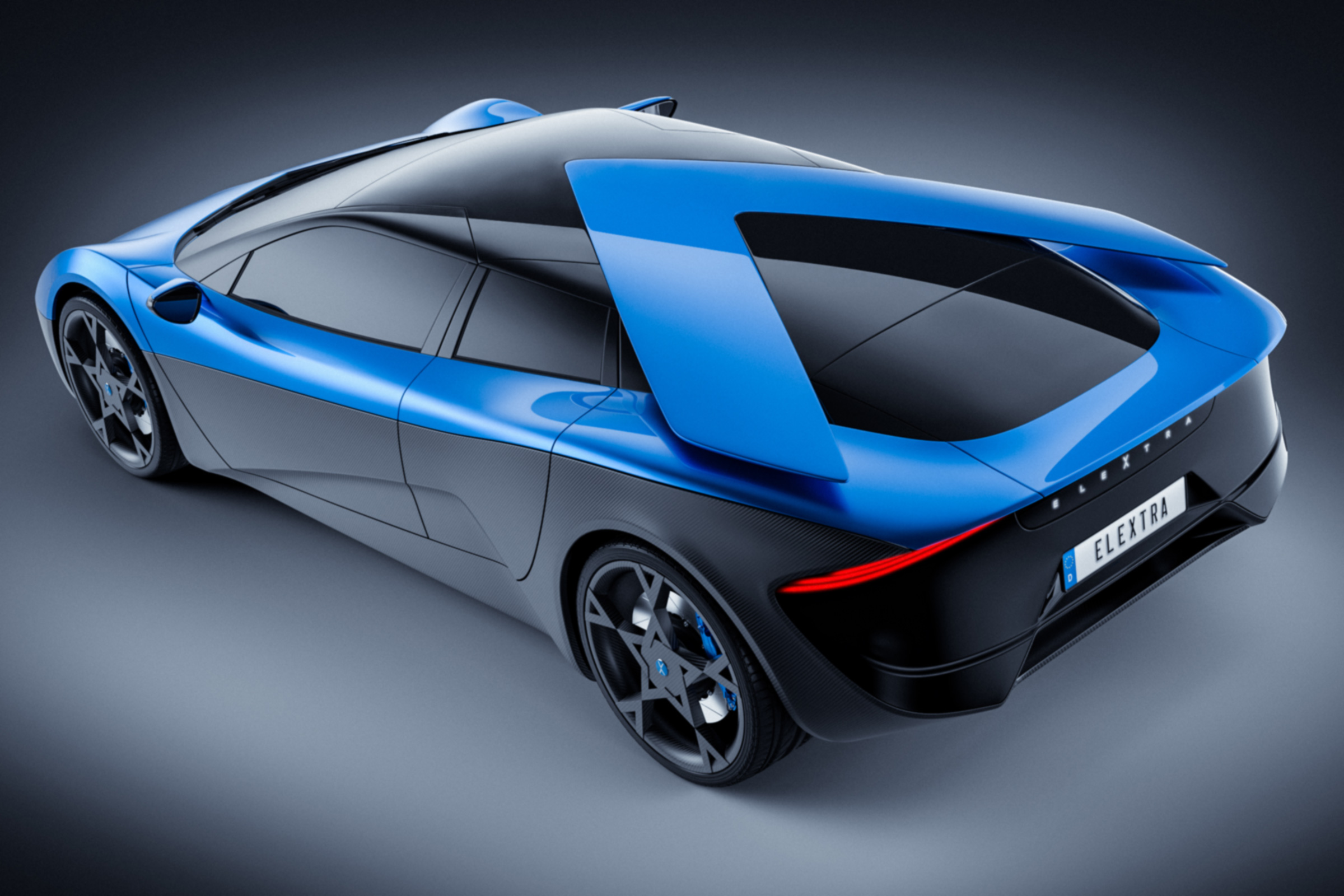 Blue Elextra four-seat EV rear quarter