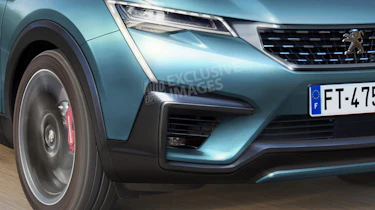 Peugeot coupe-SUV render - front detail (watermarked)