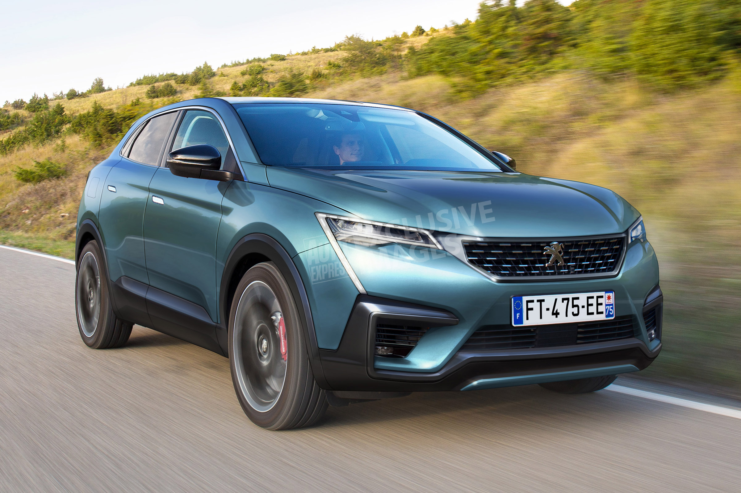 Peugeot coupe-SUV render - front (watermarked) 