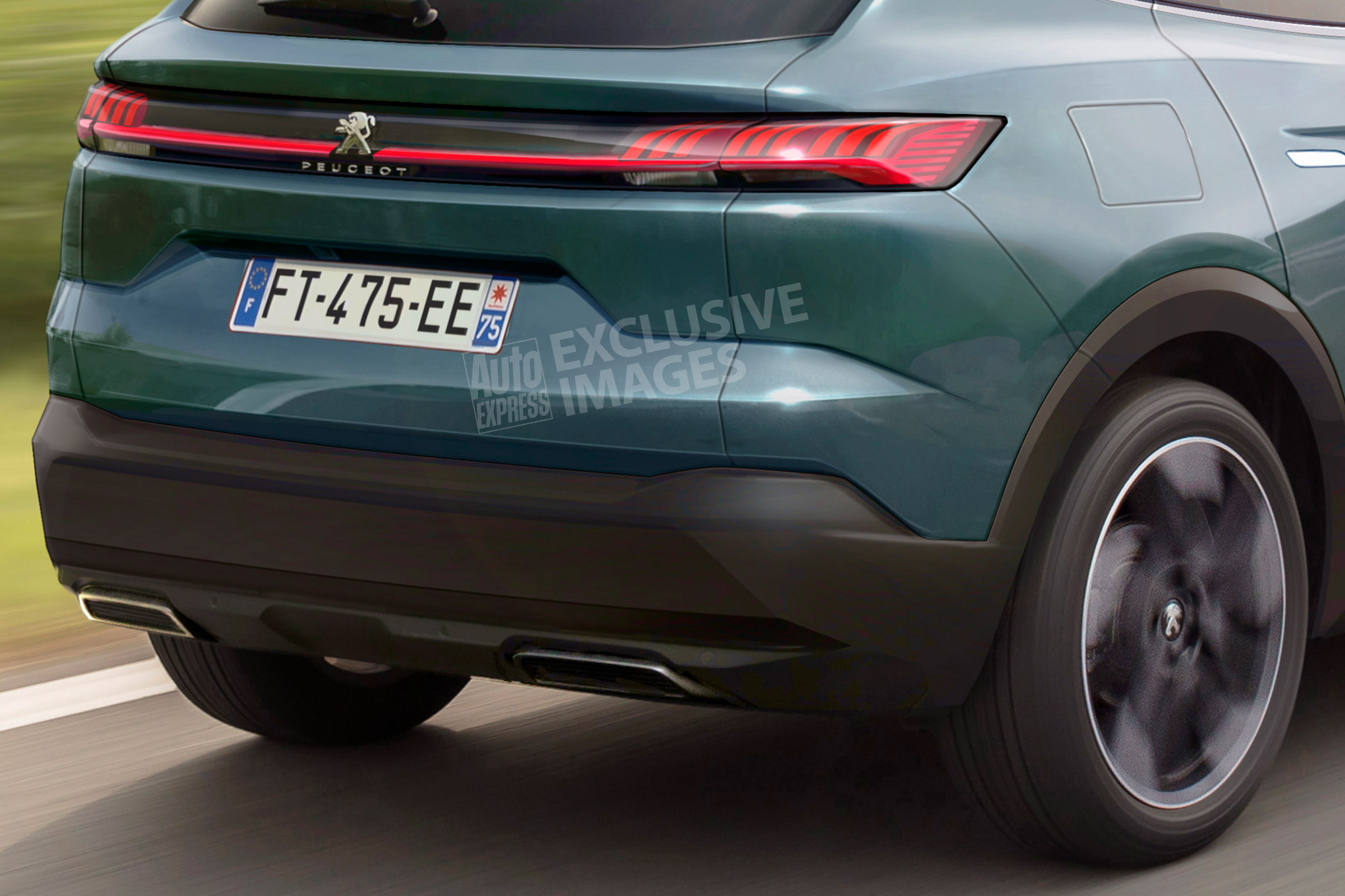 Peugeot coupe-SUV render - rear detail (watermarked) 