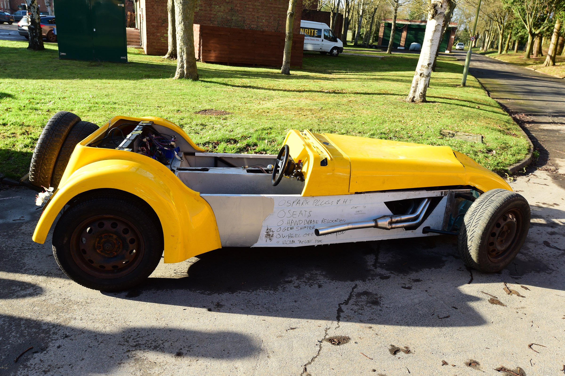 Yellow classic car - side