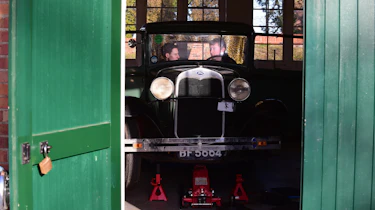Classic car hidden in garage