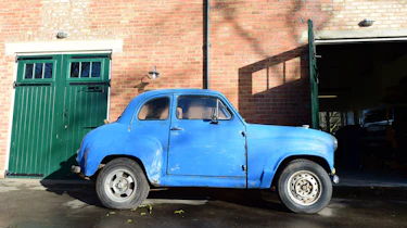 Blue classic car - side