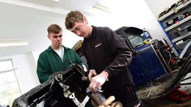 Student classic car mechanics