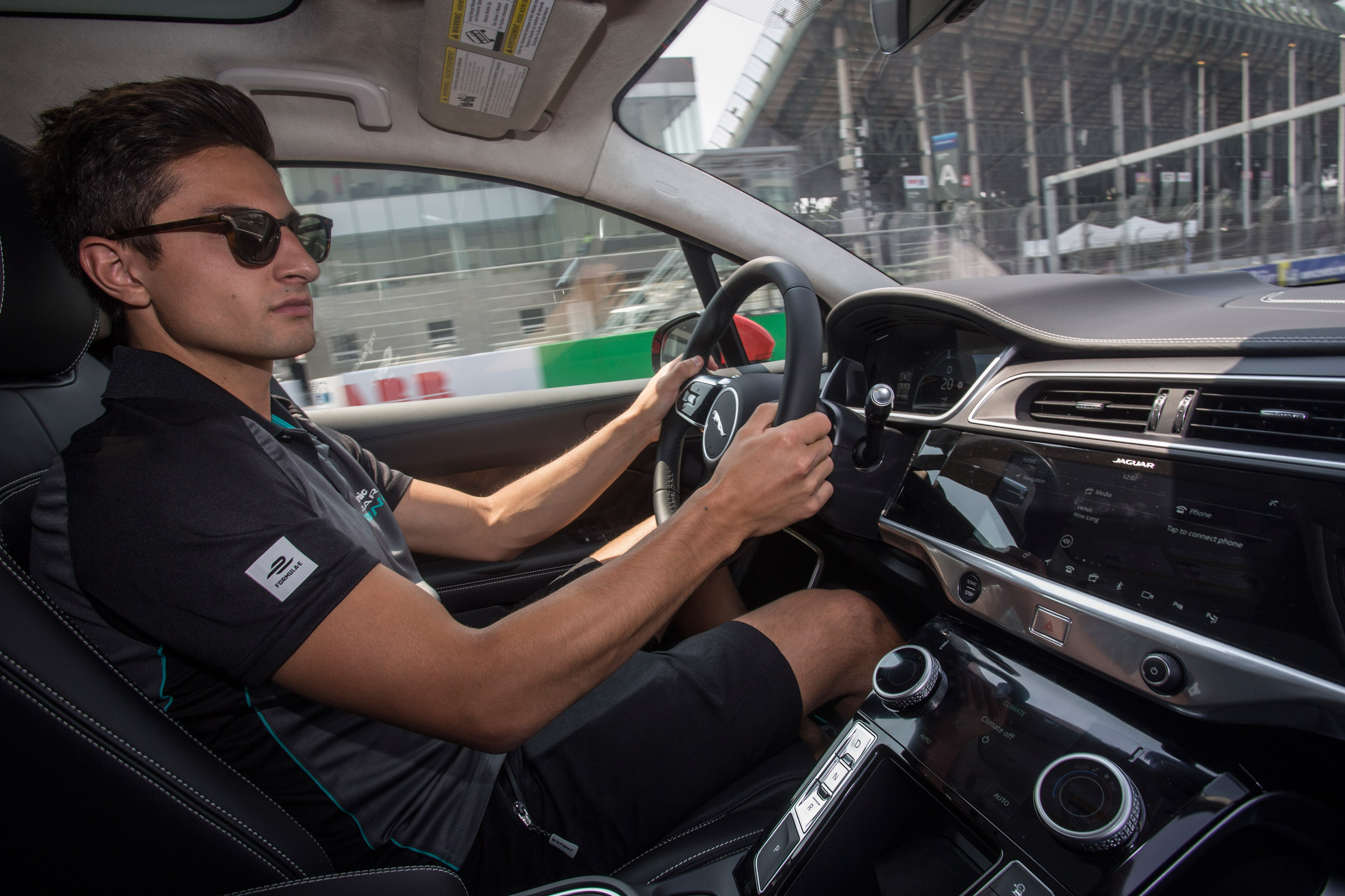 Jaguar I-Pace vs Tesla Model X P100D launch race interior