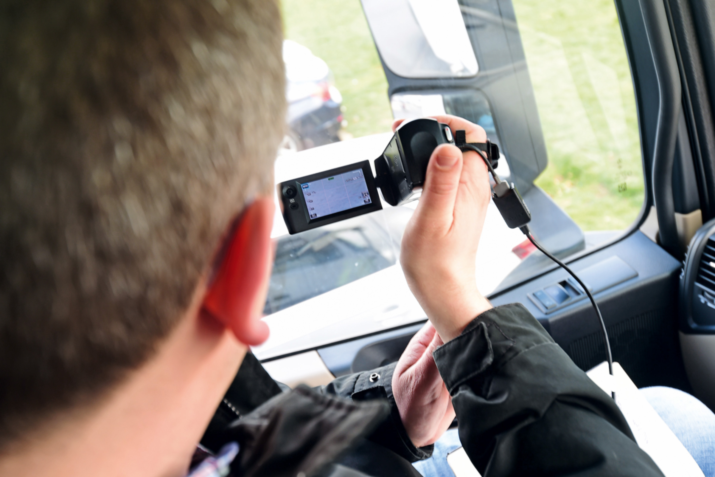 Policeman recording