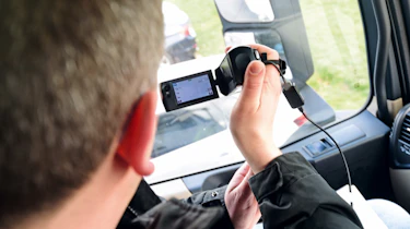 Policeman recording