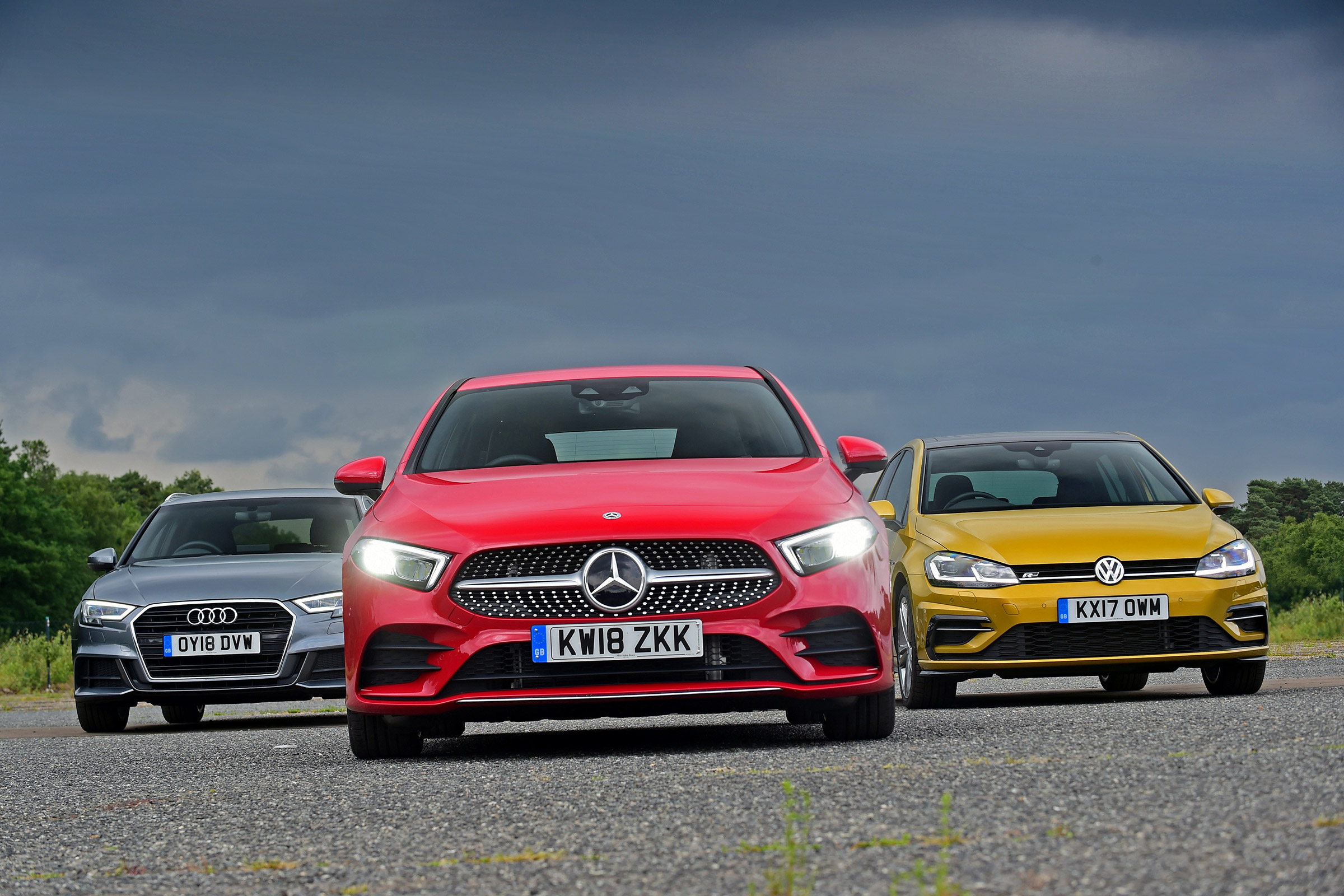 Mercedes A-Class vs Volkswagen Golf vs Audi A3 - head-to-head