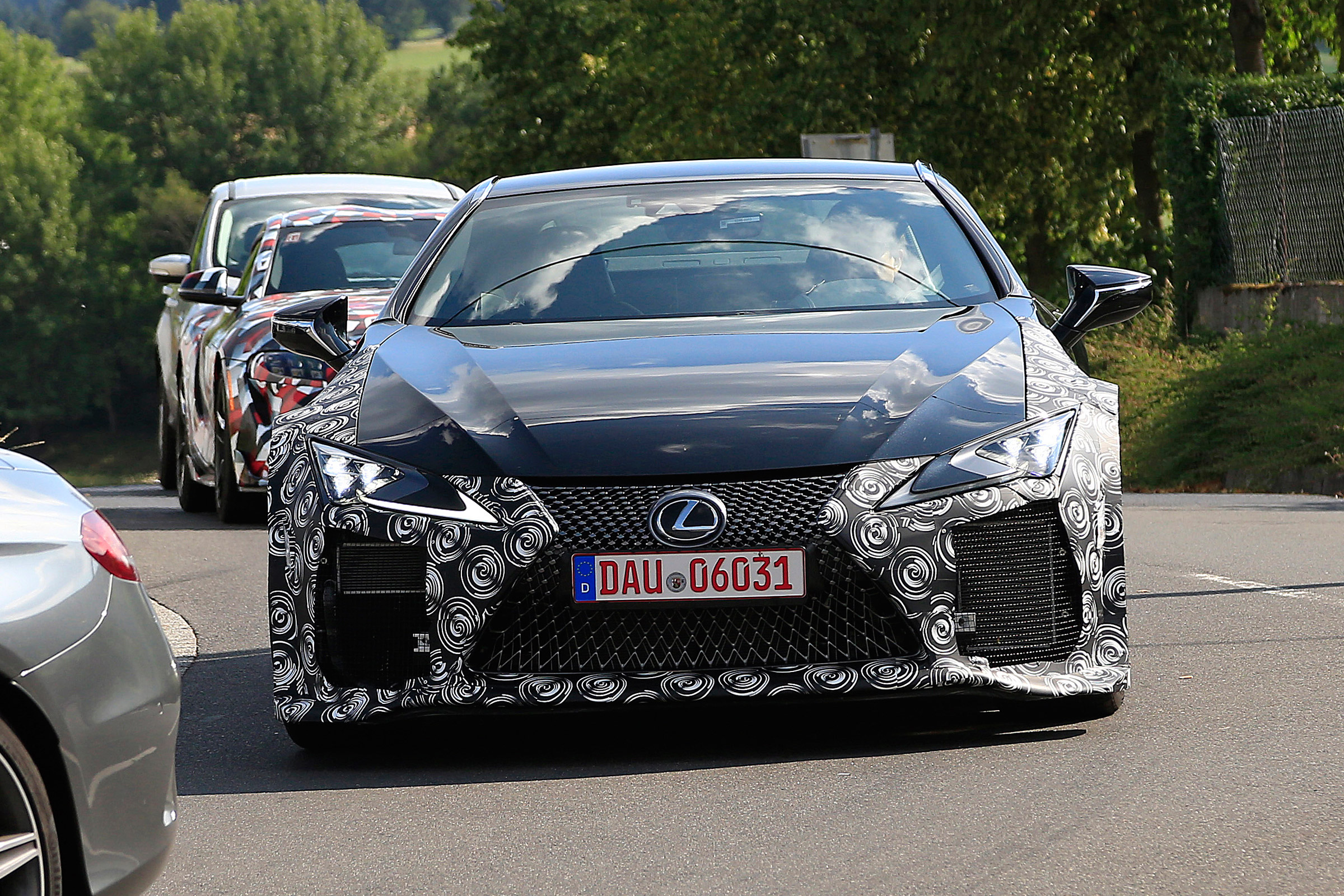 New Lexus LC F coupe spy shots front