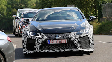 New Lexus LC F coupe spy shots front