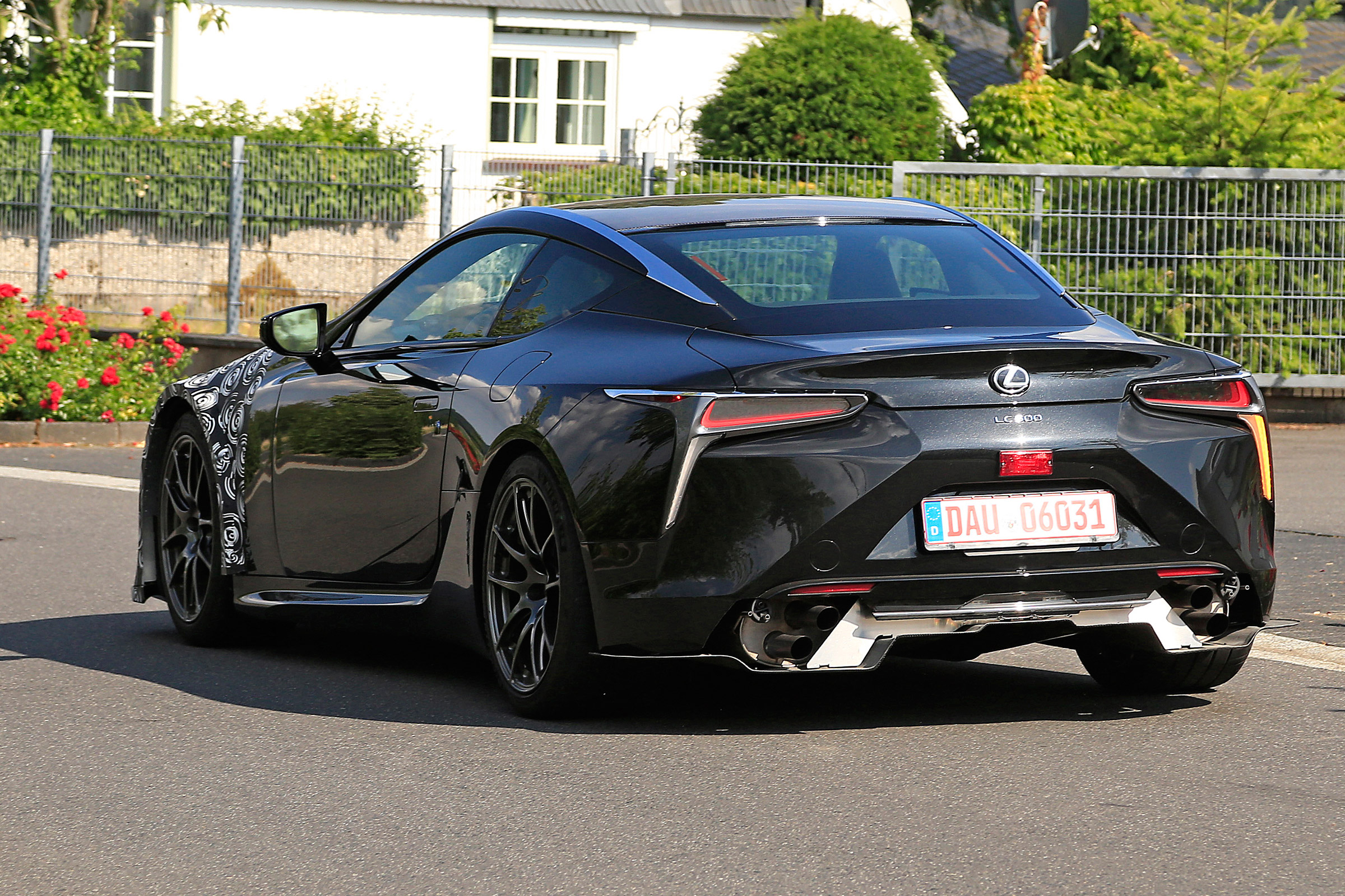 New Lexus LC F coupe spy shots rear