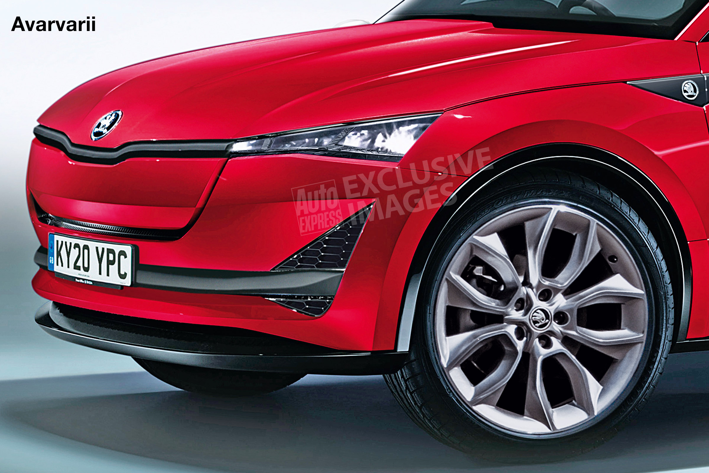 Skoda Vision E - front detail (watermarked)