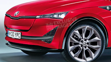 Skoda Vision E - front detail (watermarked)