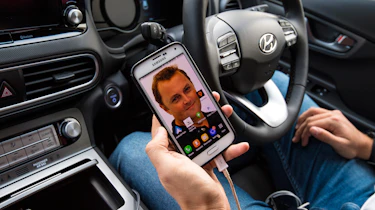 Steve Fowler on the screen of a phone
