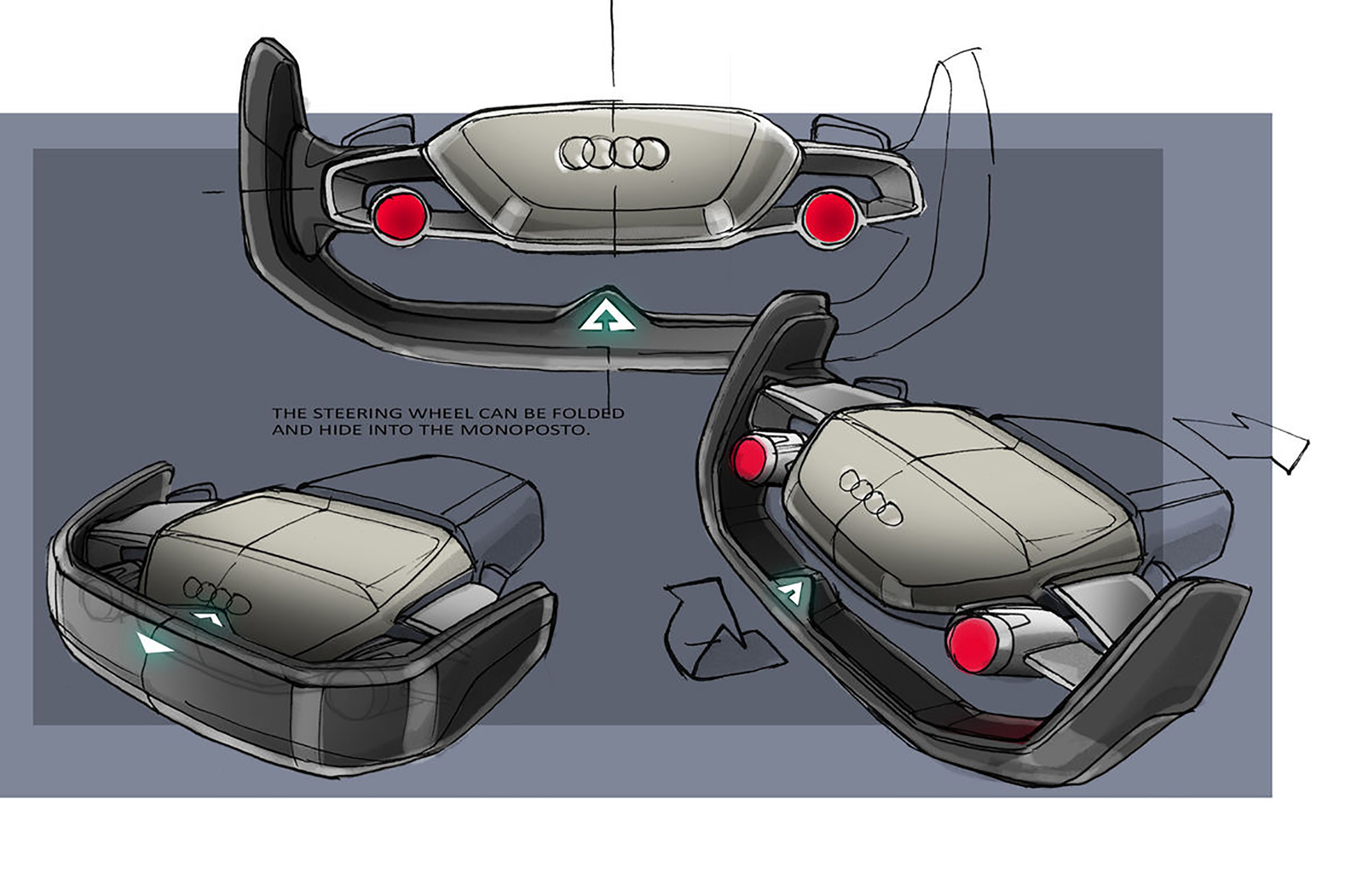 Audi RSQ e-tron Concept - steering wheel
