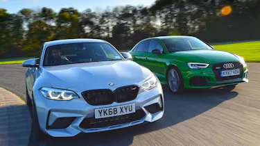 bmw m2 competition vs audi rs 3 saloon twin test