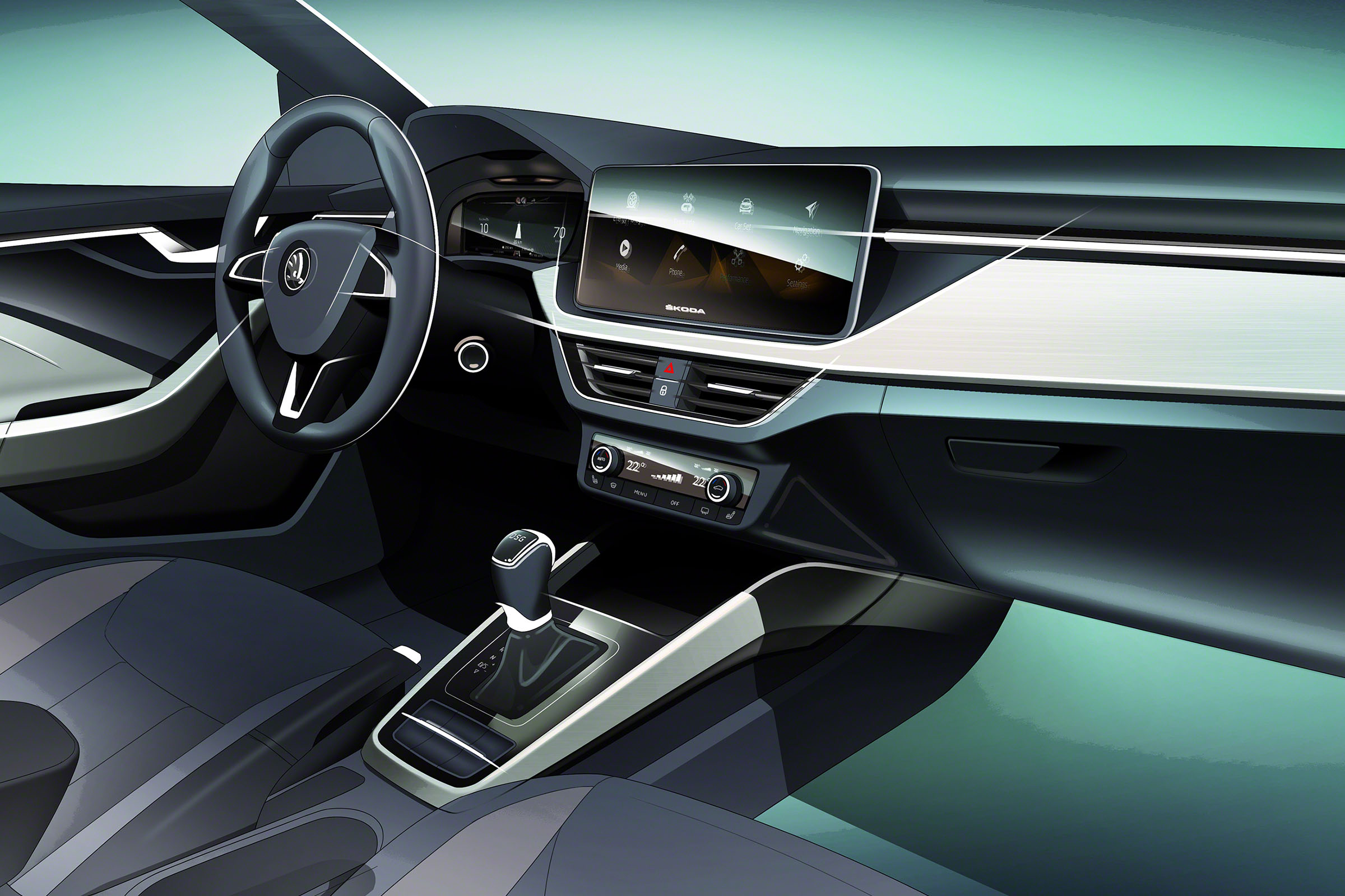 Skoda Scala interior sketch
