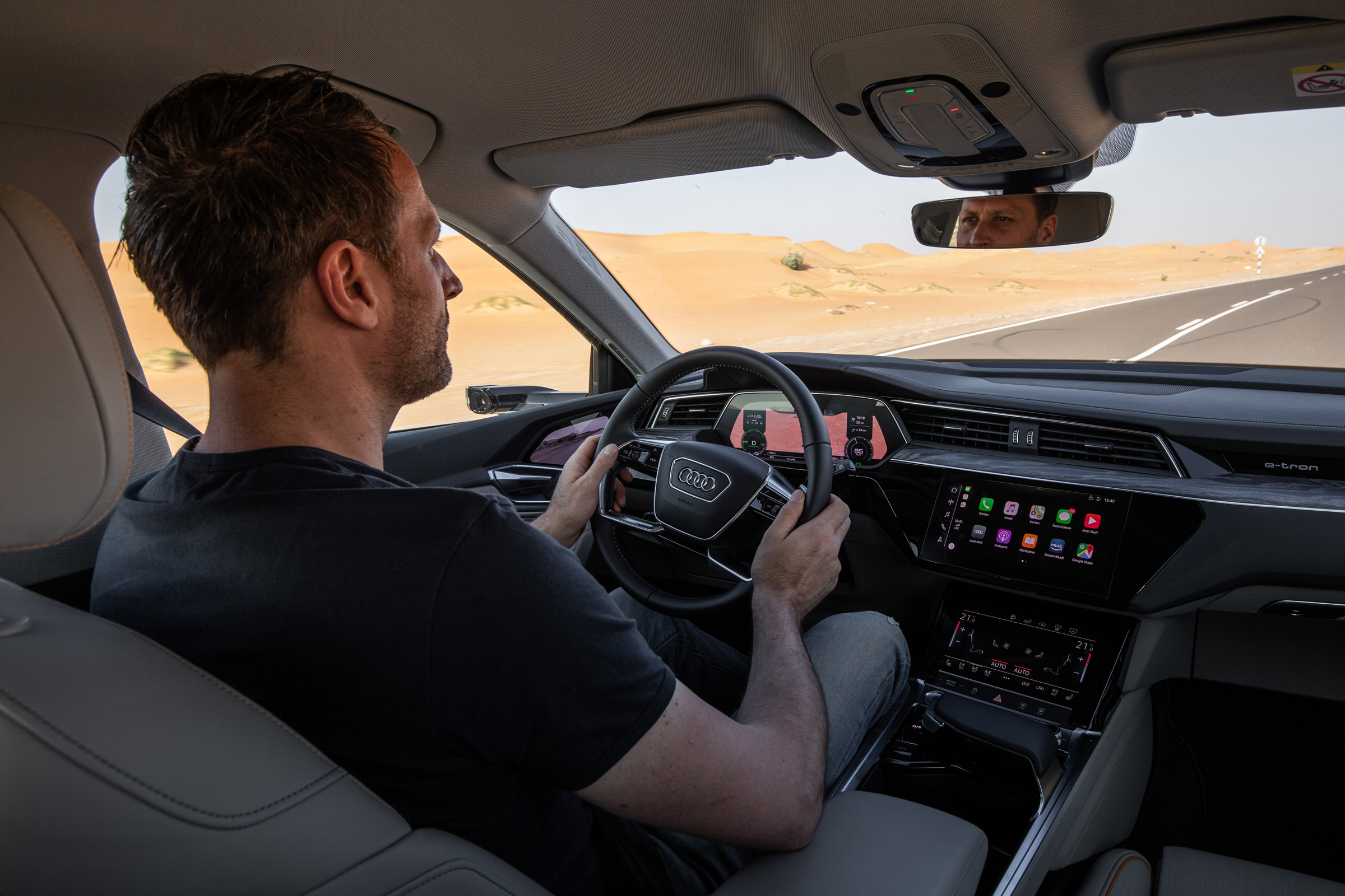 Audi e-tron driving inside