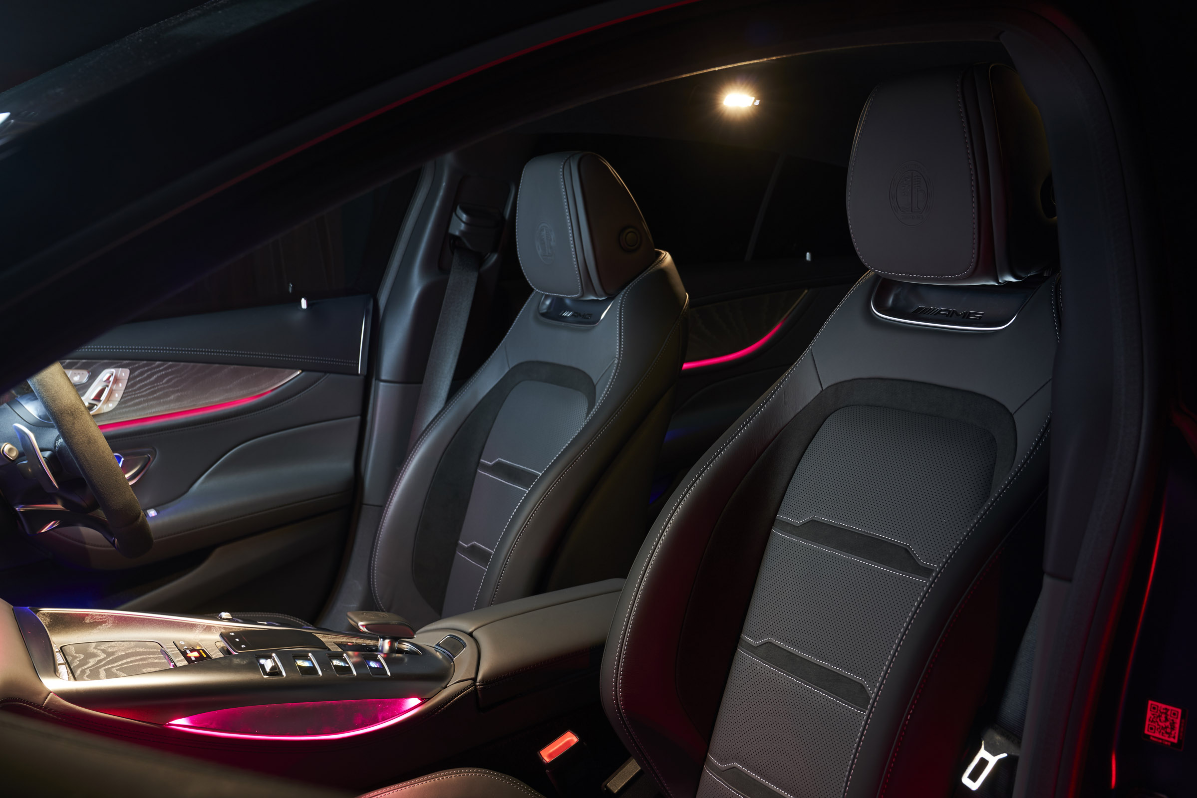 Mercedes-AMG GT 4-Door Coupe interior at night