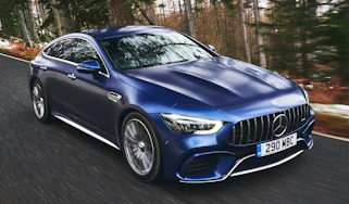 mercedes-amg gt 4-door tracking front quarter