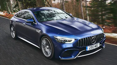 mercedes-amg gt 4-door tracking front quarter