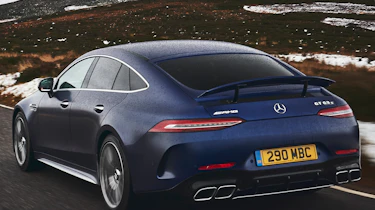 mercedes-amg gt 4-door tracking rear quarter