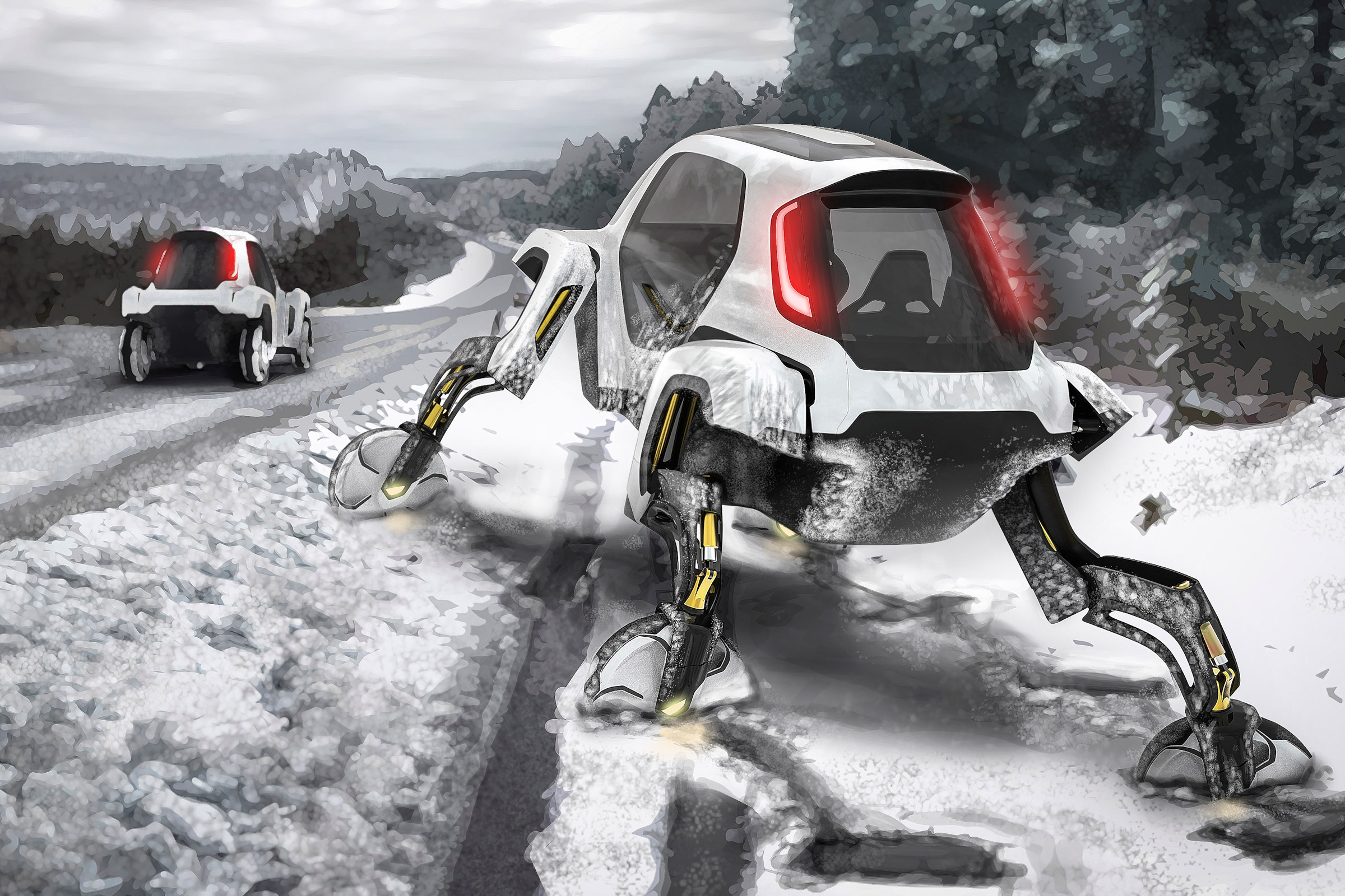 Hyundai Elevate walking car snow