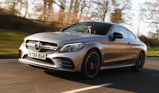 mercedes-amg c 43 coupe tracking front quarter