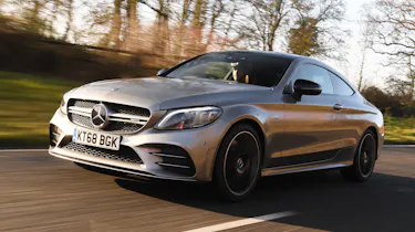 mercedes-amg c 43 coupe tracking front quarter