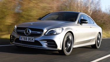 mercedes-amg c 43 coupe tracking front quarter