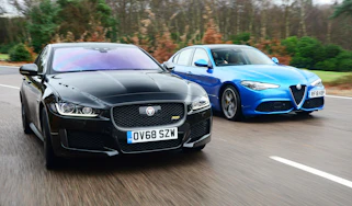 Jaguar XE 300 Sport vs Alfa Romeo Giulia Veloce - header