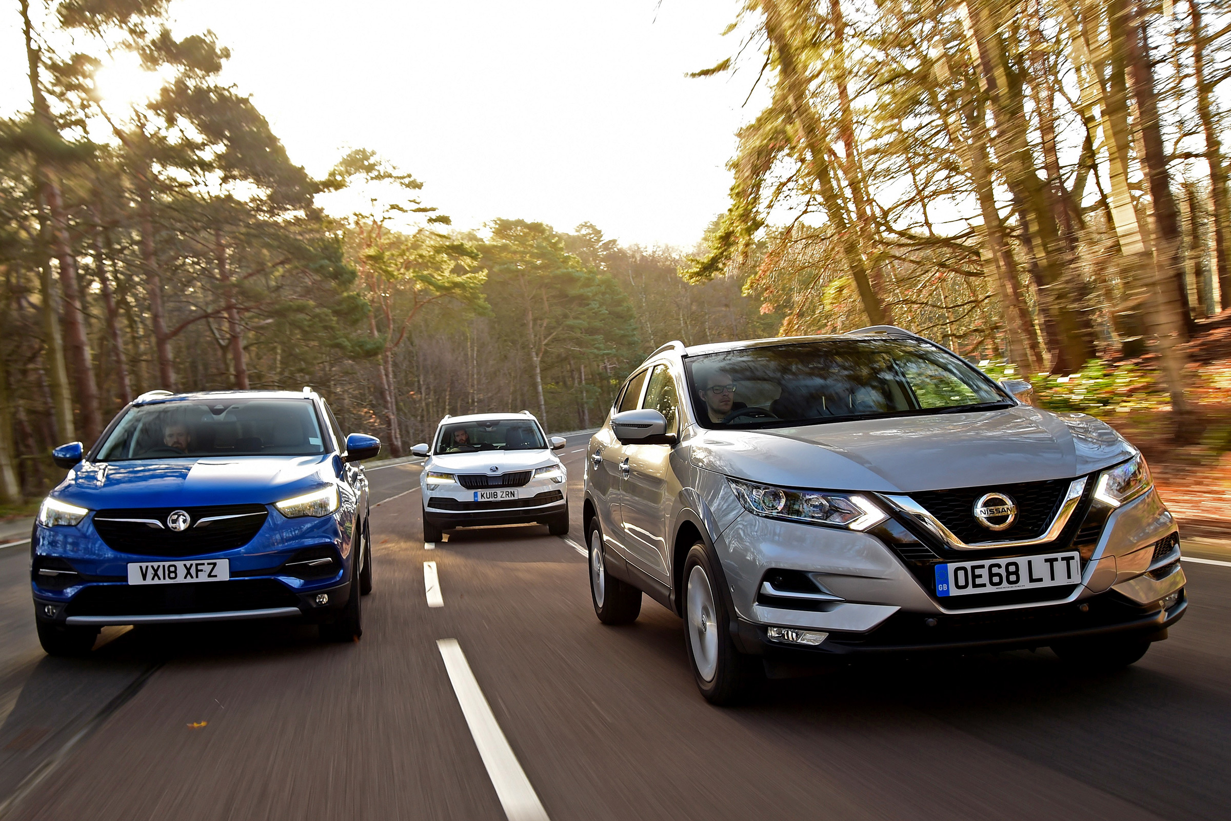 nissan qashqai vs vauxhall grandland x vs skoda karoq header