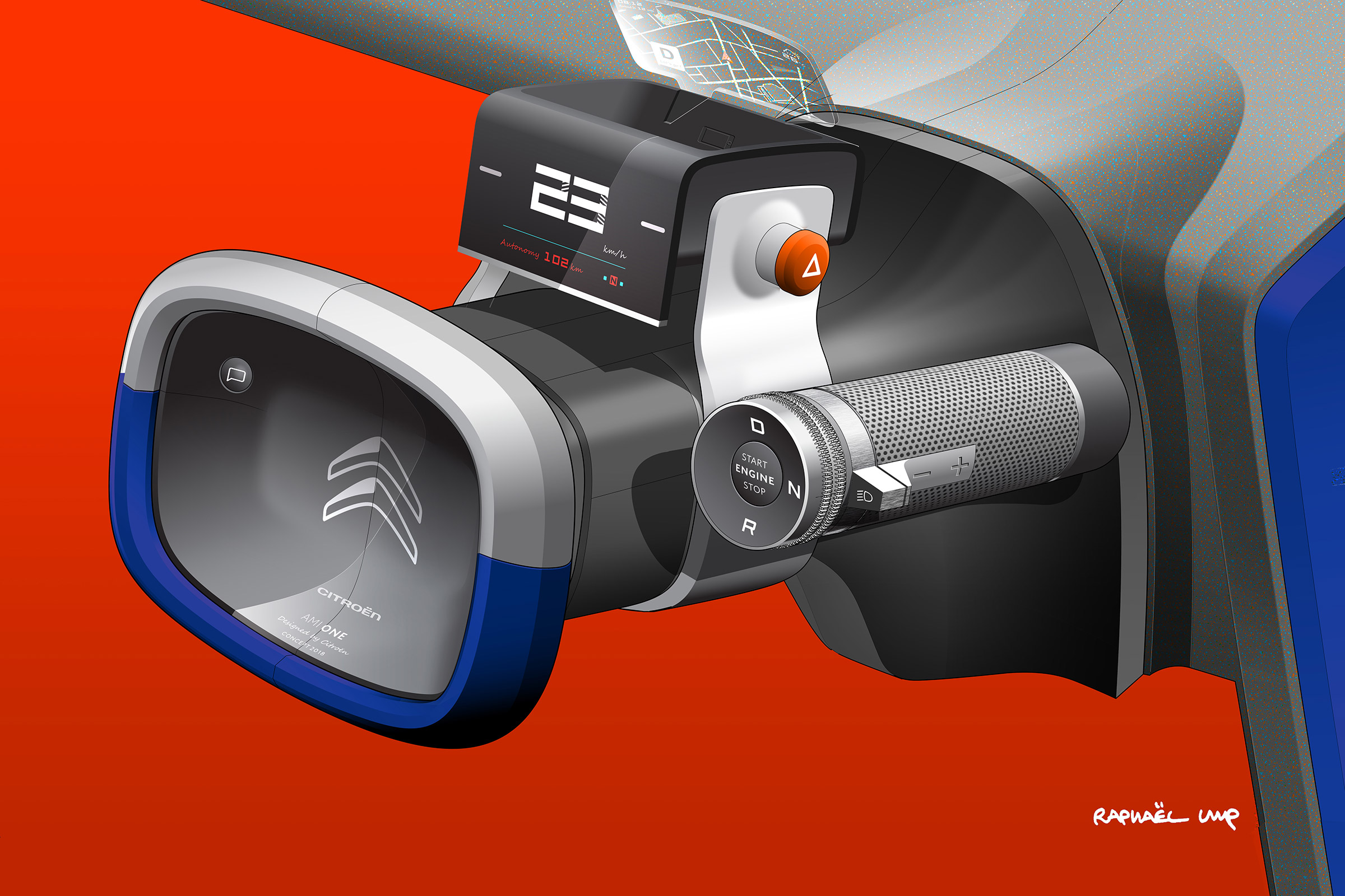Citroen AMI ONE concept - steering wheel sketch