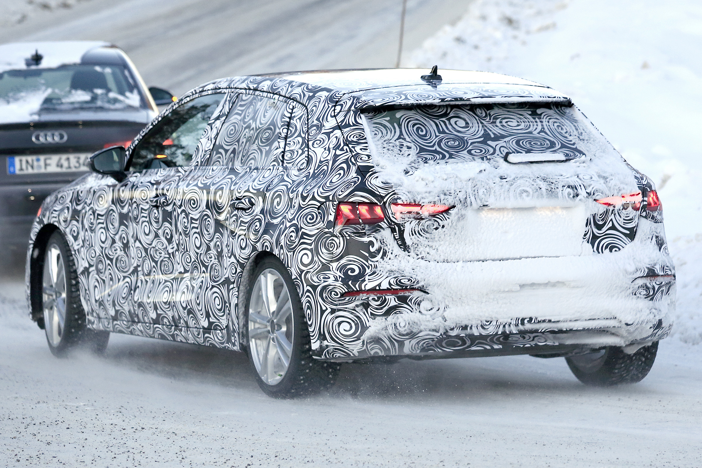Audi A3 spies - winter rear 3/4