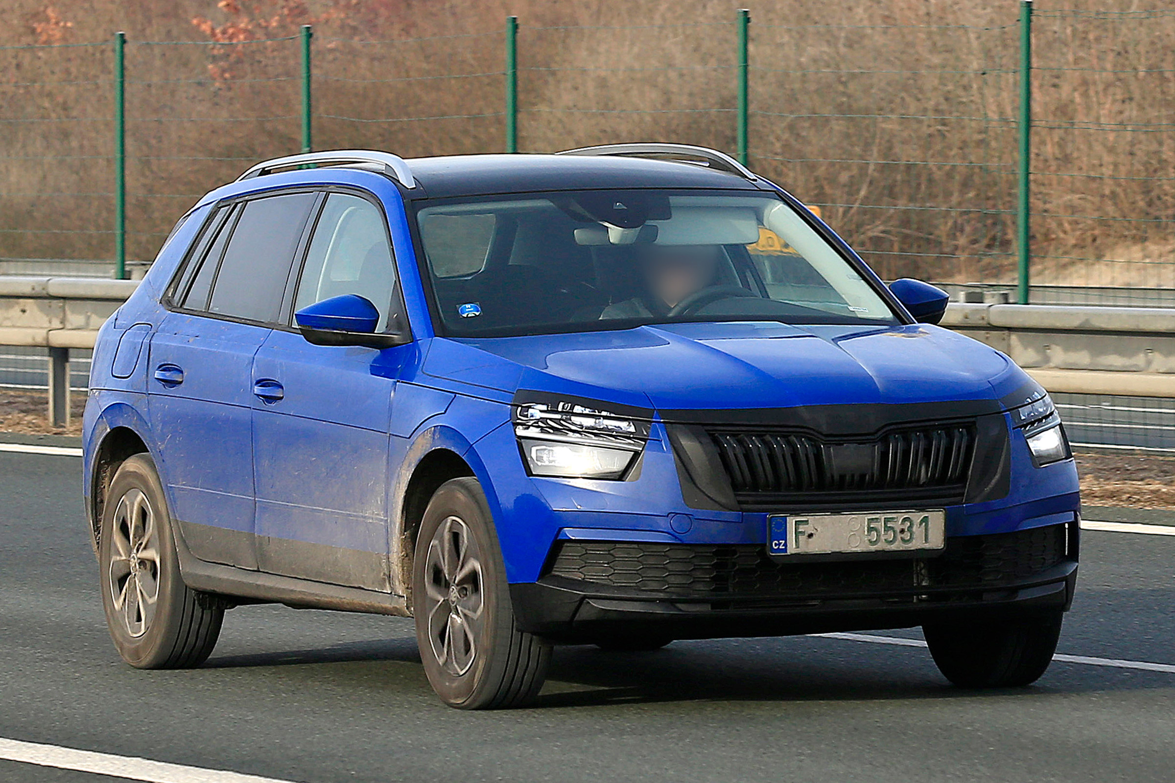 Skoda Kamiq spy shot front quarter 1